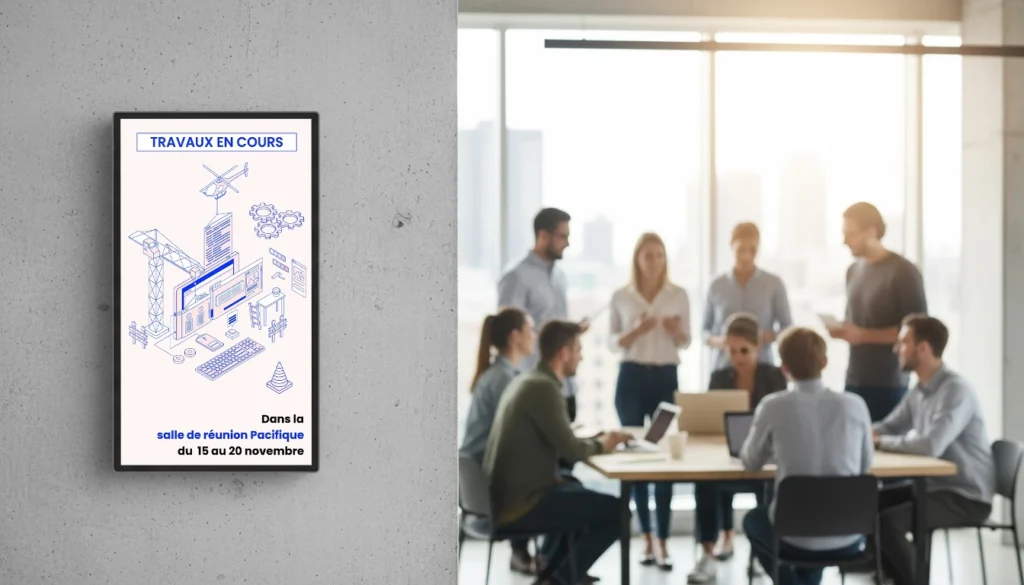 affichage dynamique avec info pratique dans un espace de coworking