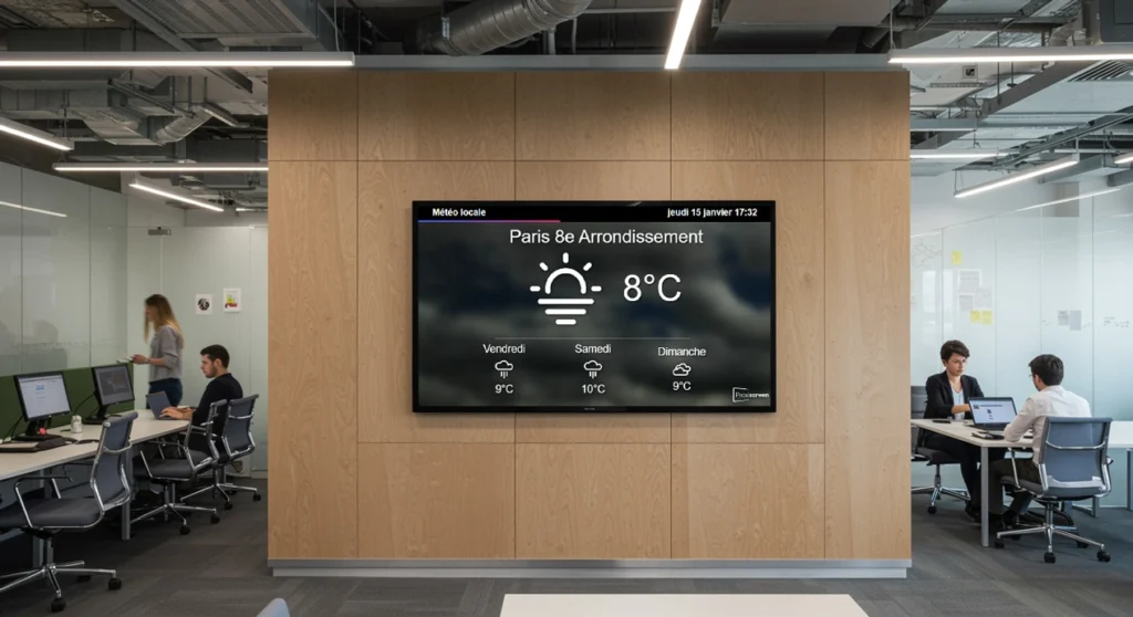 signalétique pour coworking avec ecran d'affichage dynamique