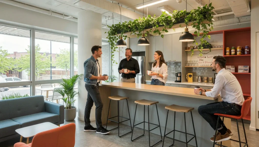 aménagement espace café dans un espace de coworking 